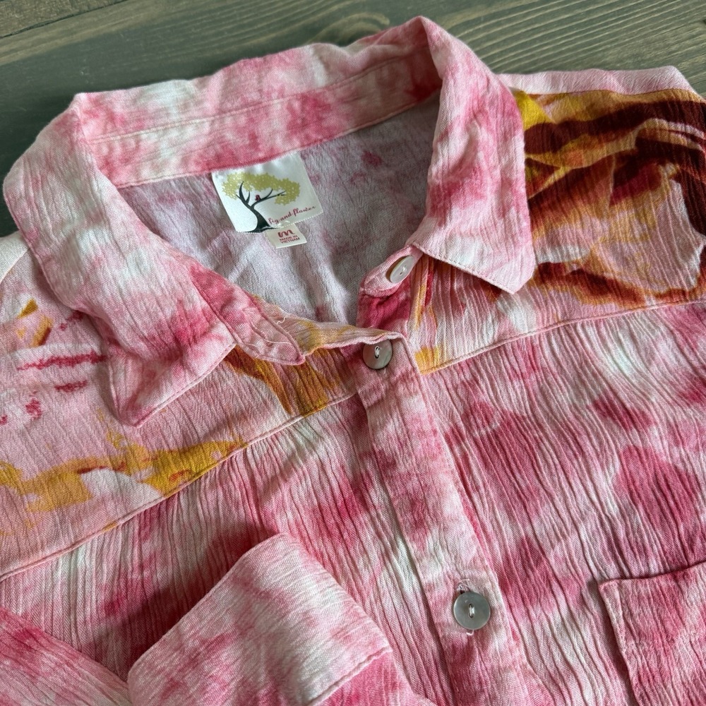 Fig & Flower Anthropologie Women's‎ Medium Floral Long Sleeve Button Up Shirt